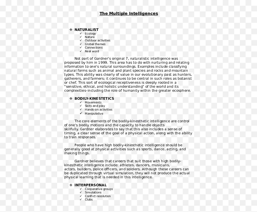 Multiple Intelligence - Document Png,Kinesthetic Icon