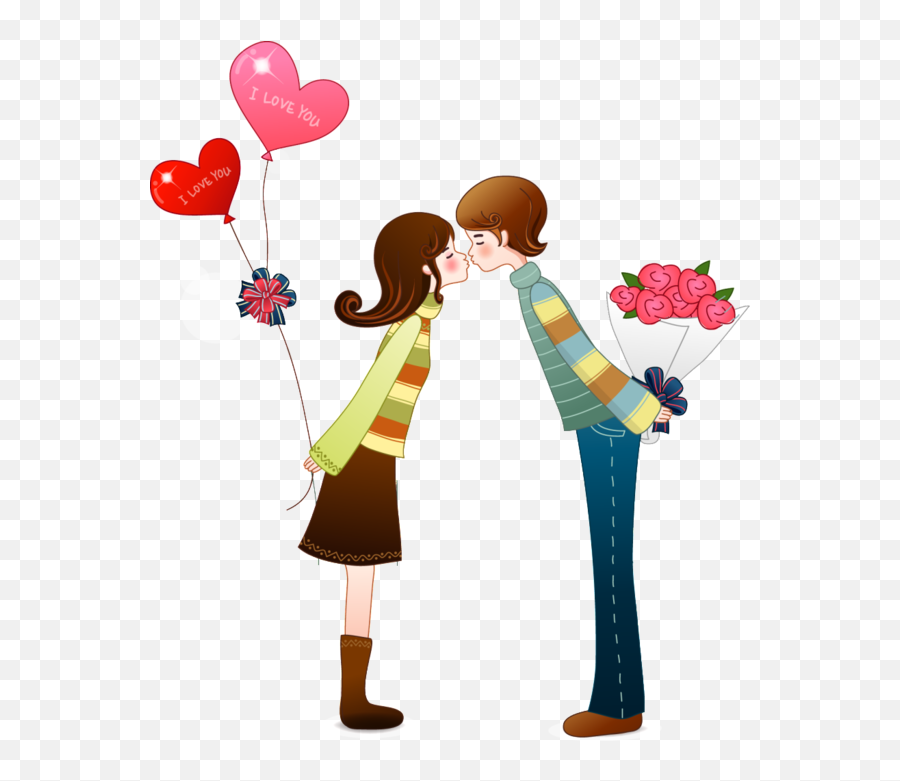 Love Falling In Intimate Relationship Flower For - Happy Valentines Day Cartoon Png,Kiss Transparent