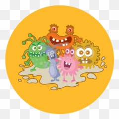 Download Circle - Germs Cartoon Germ Posters Png Image With Virus Y Bacterias Png,Germs Png