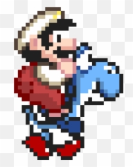 Super Mario World Fire Flower Blue Yoshi Pixel Art Maker - png