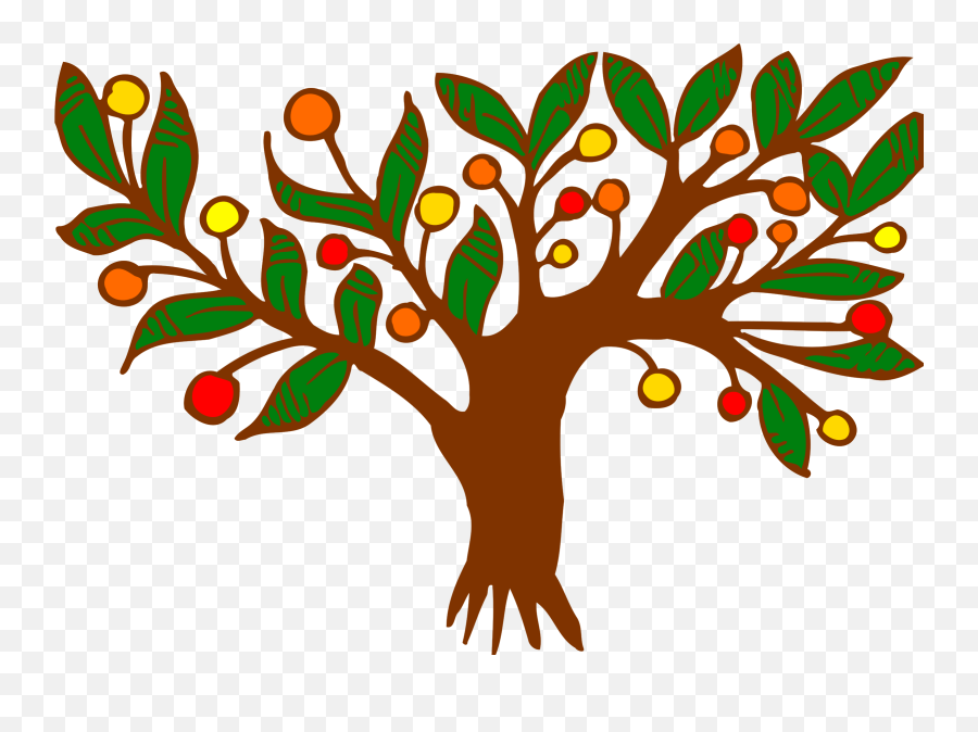 Fruit Tree Color Drawing Branch - Draw Tree With Branches Leaves Png,Fruit Tree Png