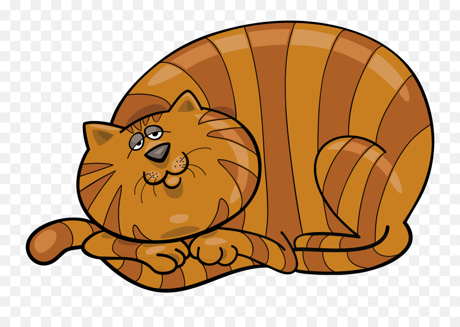 Tabby Orange Cartoon Cat Png Image - Clipart Fat Cat,Orange Cat Png