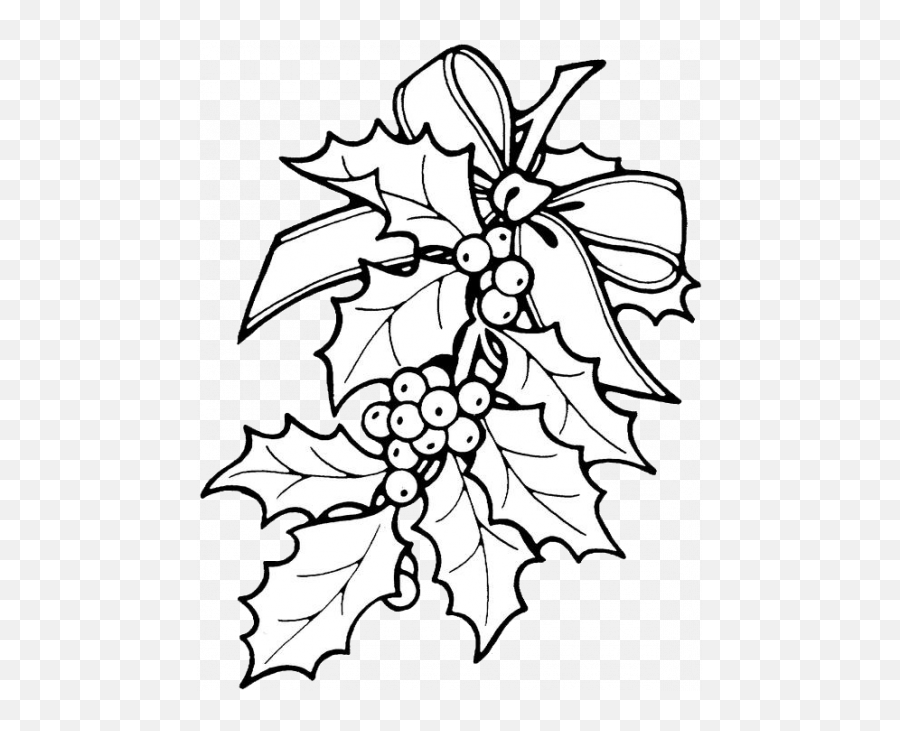 Download Christmas Leaves Coloring Pages - Full Size Png Christmas Holly Coloring Page,Christmas Leaves Png