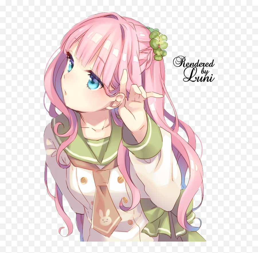 Girl With Blue Eyes By Lunixxa - Anime Character Girl Pink Hair Png,Pink Hair Png