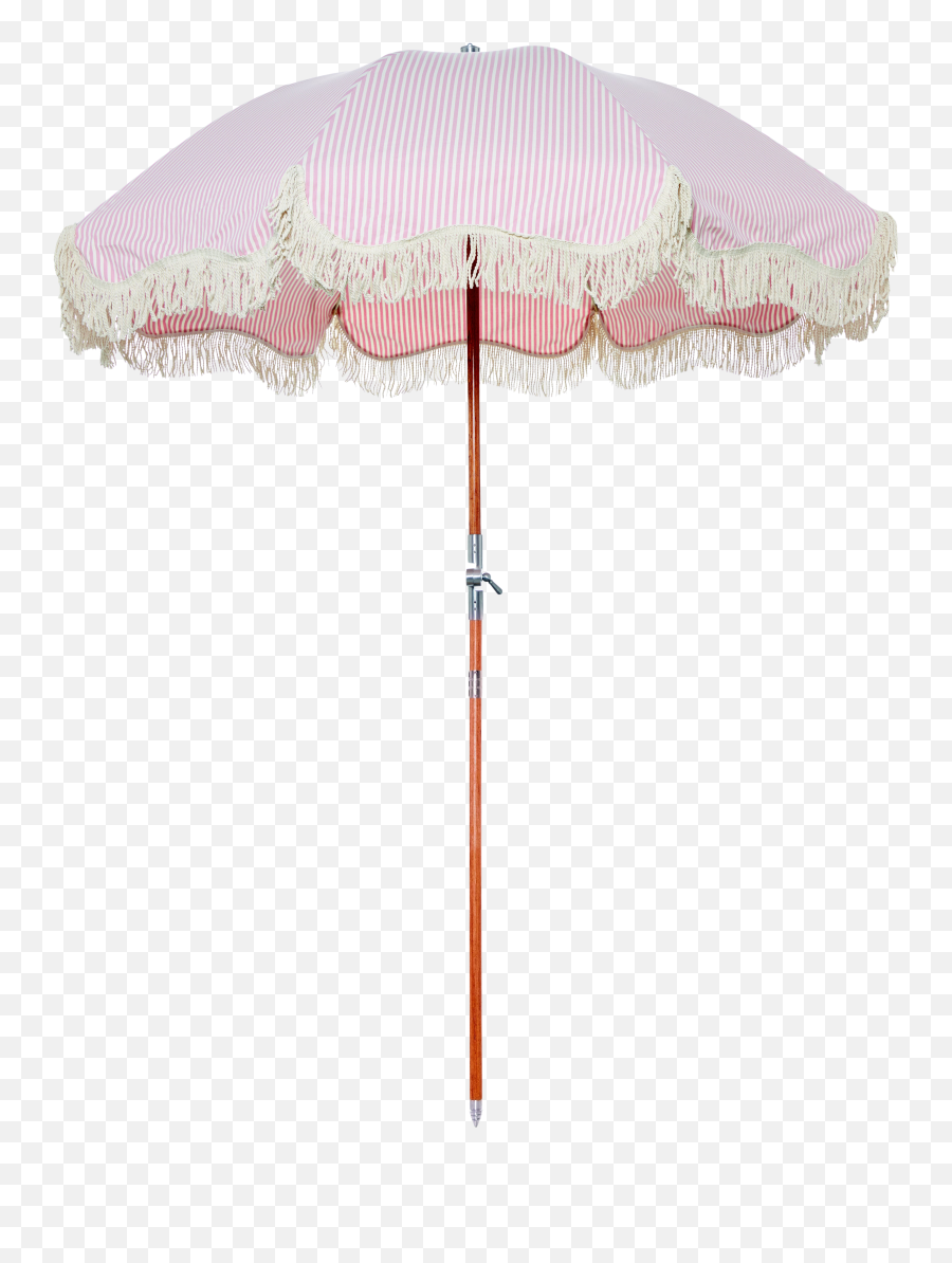 Premium Beach Umbrella - Laurenu0027s Pink Stripe With Fringe Fringe Beach Umbrella Png,Beach Umbrella Png