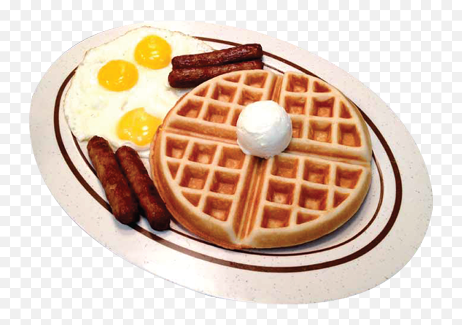 Download Hd Ham Bacon Sausage Eggs - Best Breakfast With Waffle And Eggs Png,Sausage Transparent