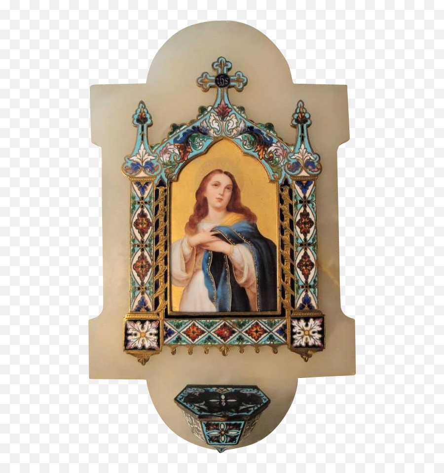 Large Antique French Champleve Enamel - Christian Cross Png,Saint Mary Magdalene Icon