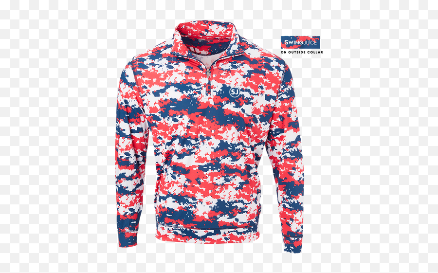 Swingjuice Golf Camo Performance 14 Zip Long Sleeve Mens - Red White And Blue Digital Camo Png,Icon Closeouts Golf Shoes