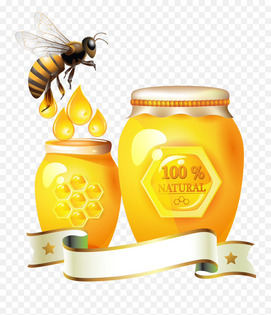 Honey Png - Honey Bottle With Honey Bee,Bees Png