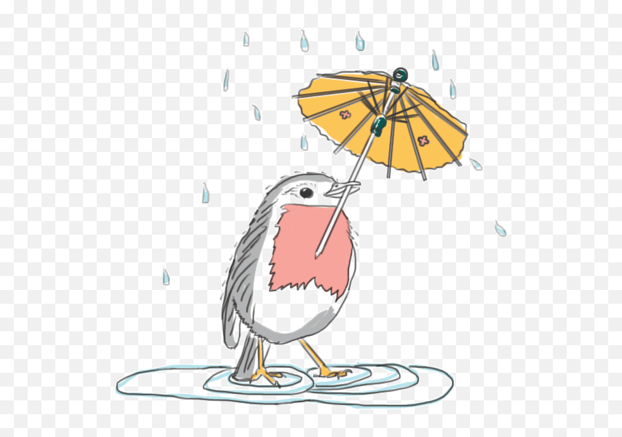 Robin Birdy In The Rain By Kate Brandy - Cartoon Png,Rain Png Gif