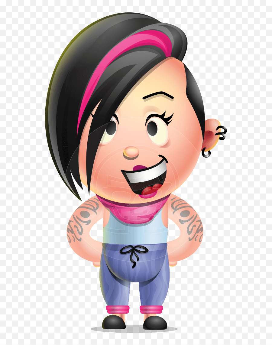 Emo Girl Vector 3d Cartoon Character Set Graphicmama - 3d Cartoon Character Emo Png,Emo Hair Png