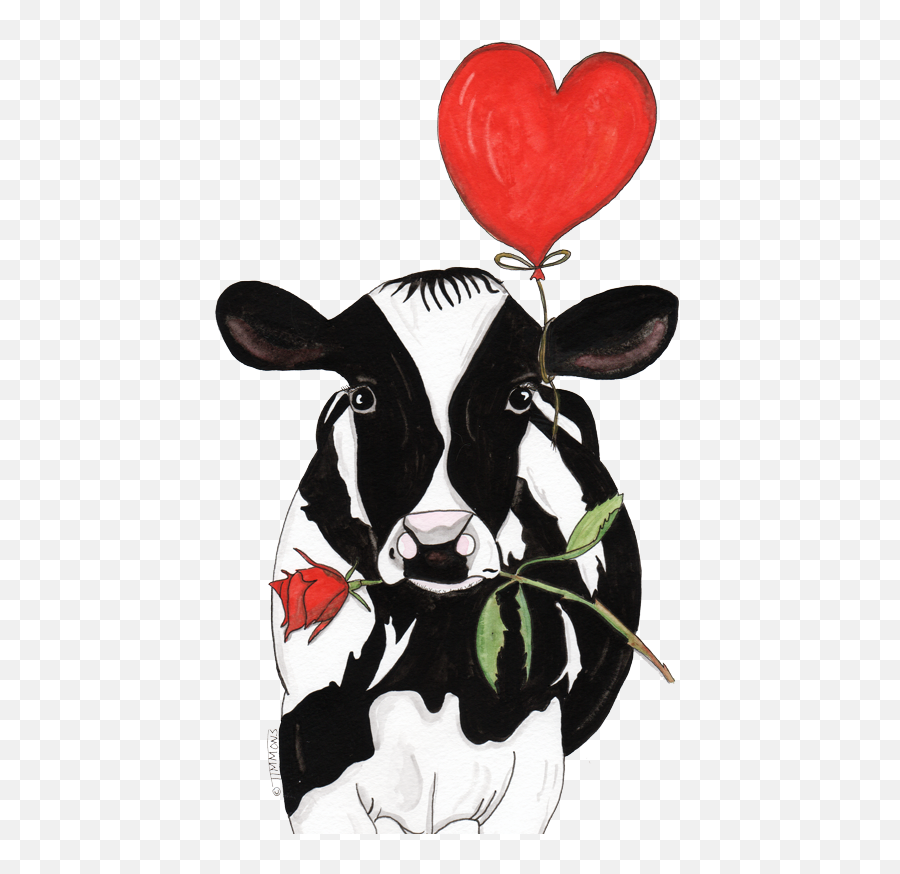 Rose Cartoon Cow Pictures Valentine Clipart - Inek Ak Resmler Png,Cow Clipart Png