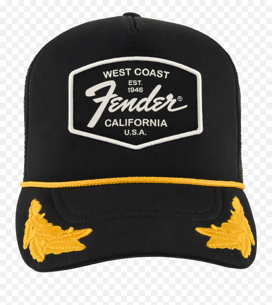 Fender Black Otto Trucker Hat West Coast Patch U0026 Scrambled Eggs One Size - Fender Scrambled Eggs Hat Png,West Coast Chopper Logos