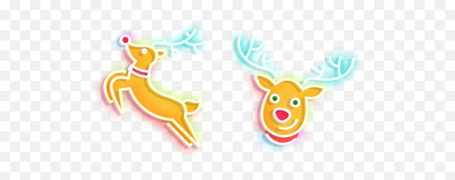 Neon Christmas Deer Cursor U2013 Custom - Animal Figure Png,Reindeer Antlers Transparent
