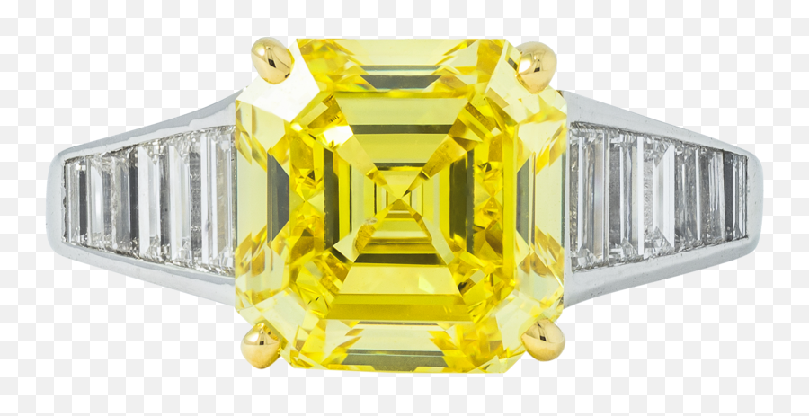 Fancy Vivid Yellow Diamond And - Solid Png,Gucci Icon Ring In Yellow Gold