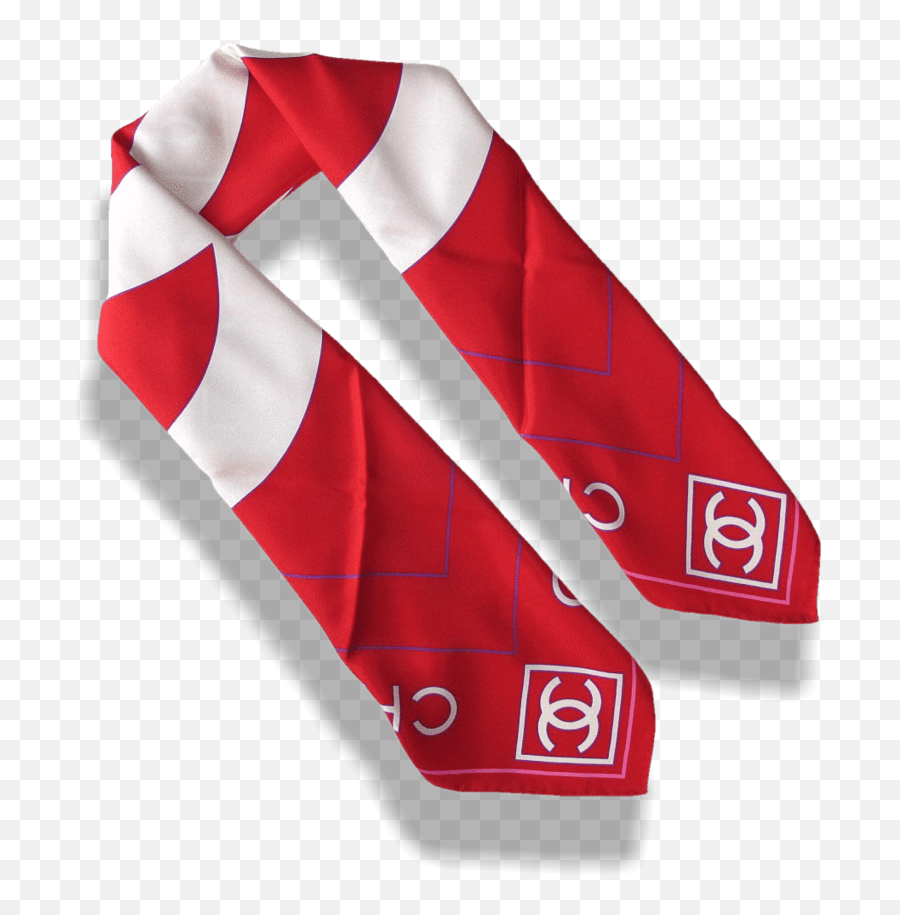Chanel Red White Huge Logo Cc Twill Silk Scarf 90cm New - Sock Png,Chanel Logo Images