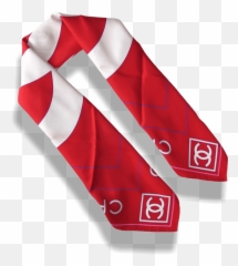Chanel Red White Huge Logo Cc Twill Silk Scarf 90cm New - Sock png