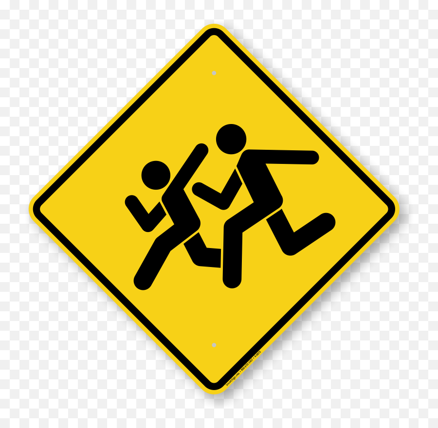 Watch For Children Crossing Diamond Pedestrian Sign Symbol - Pedestrian Triangular Road Signs Png,Yellow Diamond Icon