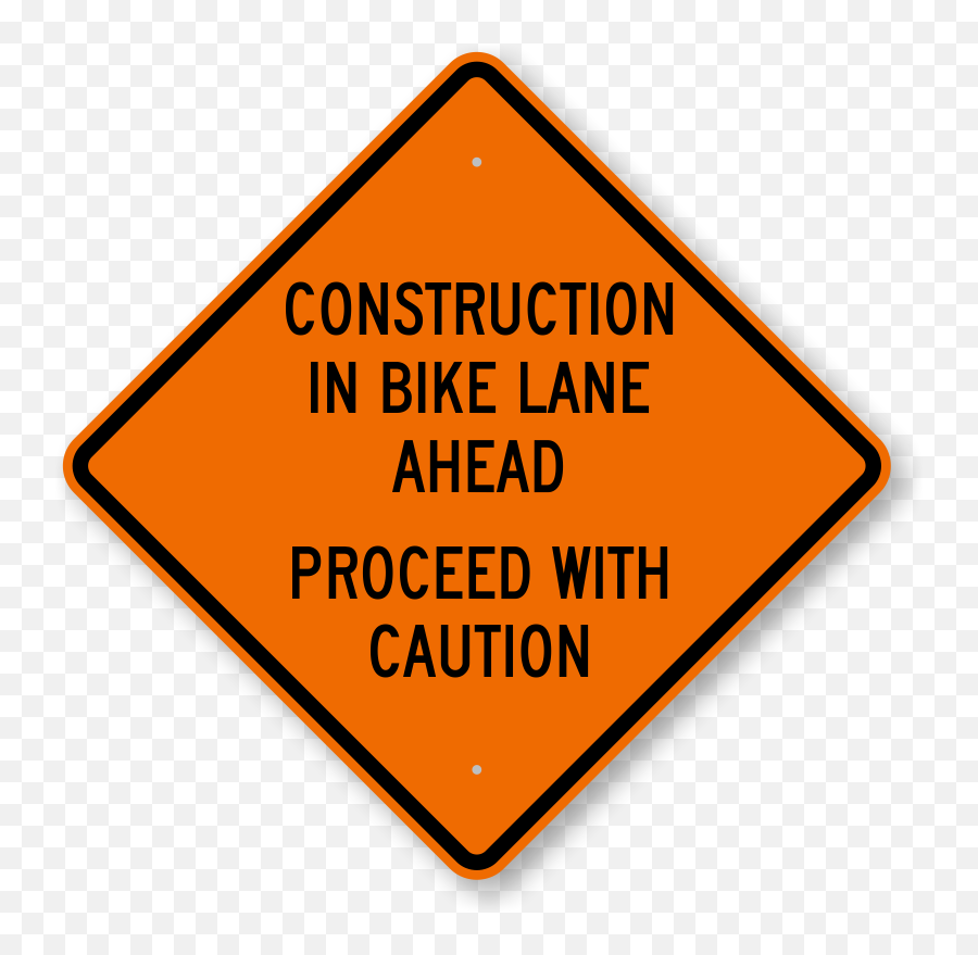 Construction In Bike Lane Ahead Proceed With Caution Sign - Language Png,Caution Icon