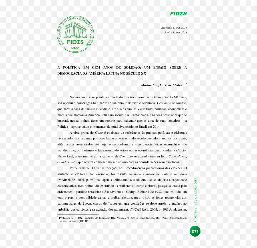 Pdf A Política Em Cem Anos De Solidão Um Ensaio Sobre - Document Png,Flavia Icon Oud