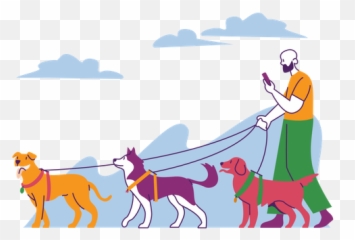 Dog Walking Icon - Download Colored Outline Style Leash png