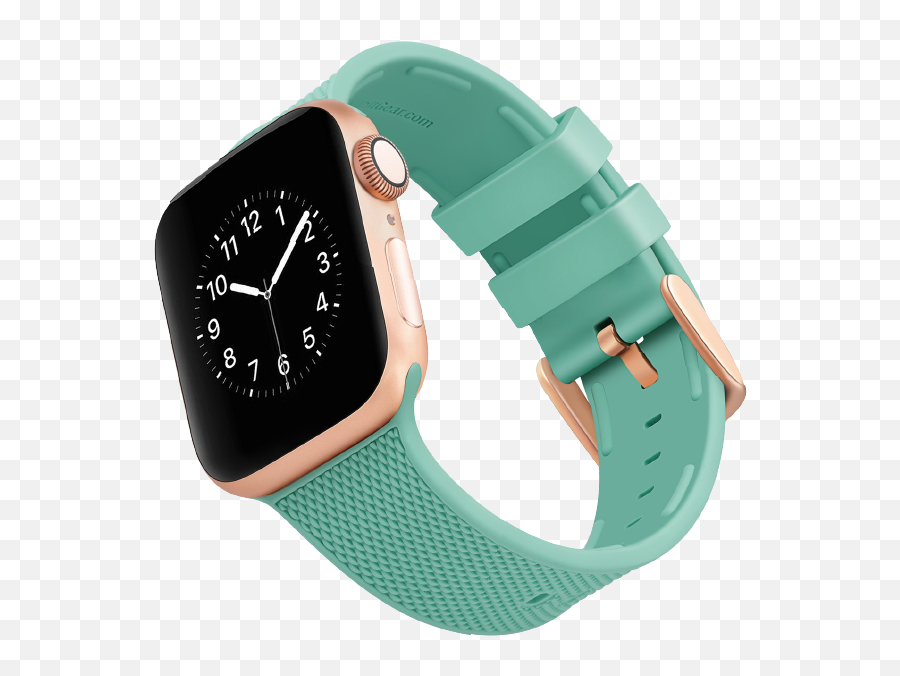Withit Silicone Band For 424445mm Apple Watch - Teal With Gold Buckle Apple Watch 3 Bands Png,Fitbit Icon Band Installation