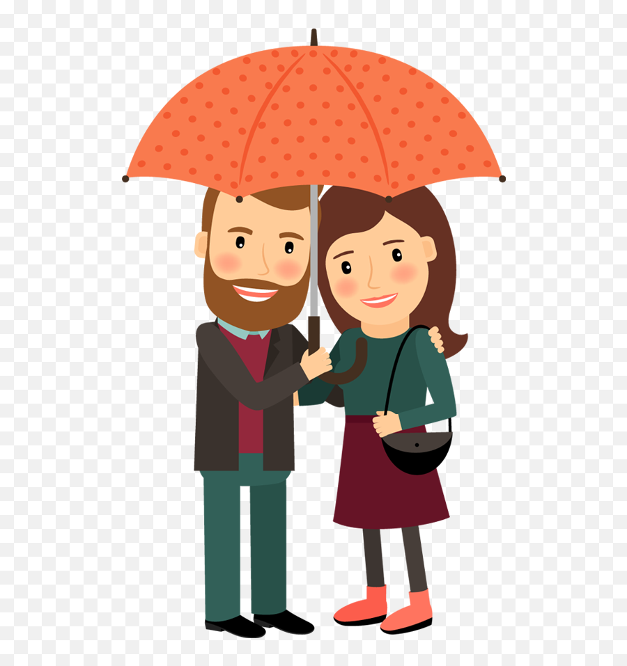 Happy Cartoon Couple Under Umbrella In Love Hugging - Couple Couple Cartoon Png Love,Happy Couple Png