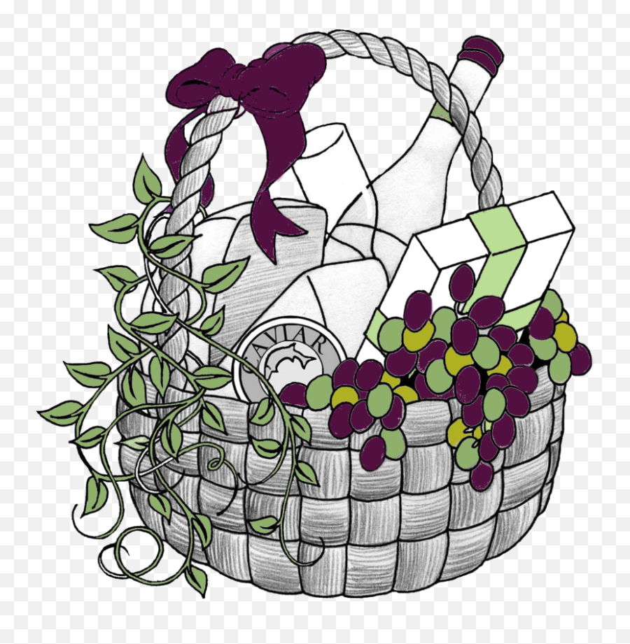 Library Of Picnic Basket With Wine Png Black And - Gift Baskets Free Clip Art,Picnic Basket Png