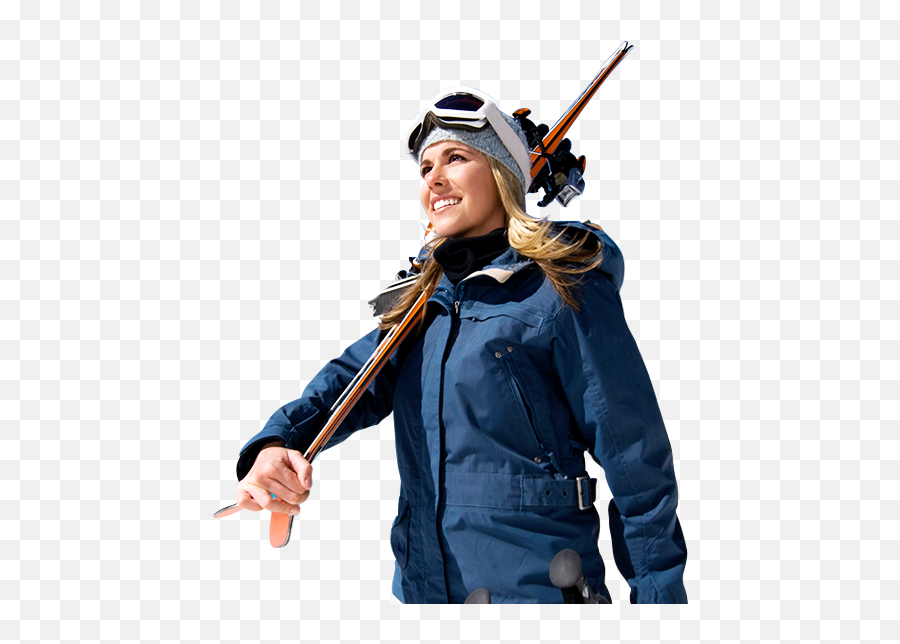 Download Woman Skier Holding Her Skis - Rifle Png,Skis Png