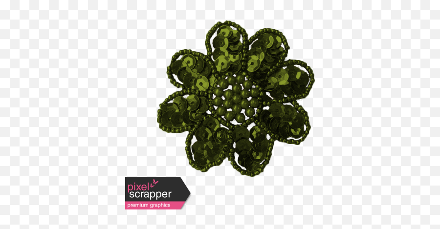 Olive Sequin Flower Graphic By Marisa - Flower Embellishments Digital Scrapbooking Png,Pixel Flower Png