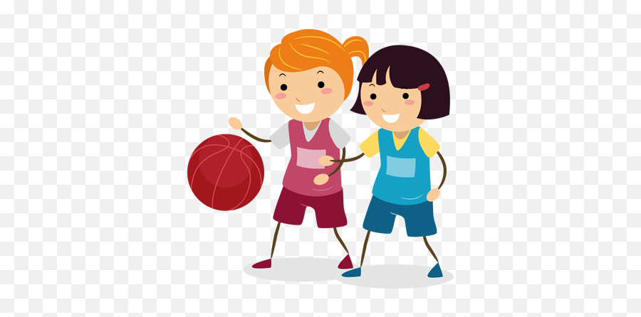 Little Basketball Girls Wall Sticker - Kids Playing Netball Clipart Png,Basketball Emoji Png