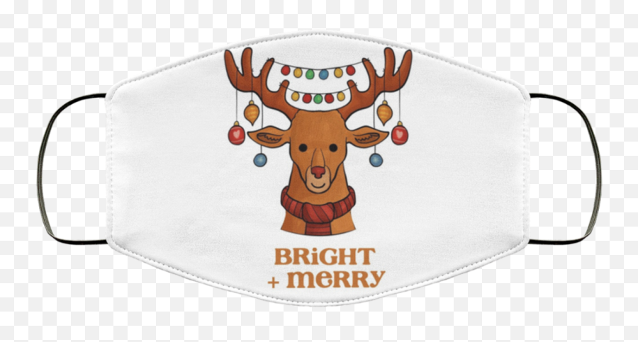 Bright And Merry Christmas Xmas Reindeer Face Mask - Q Caribou Png,Christmas Reindeer Png