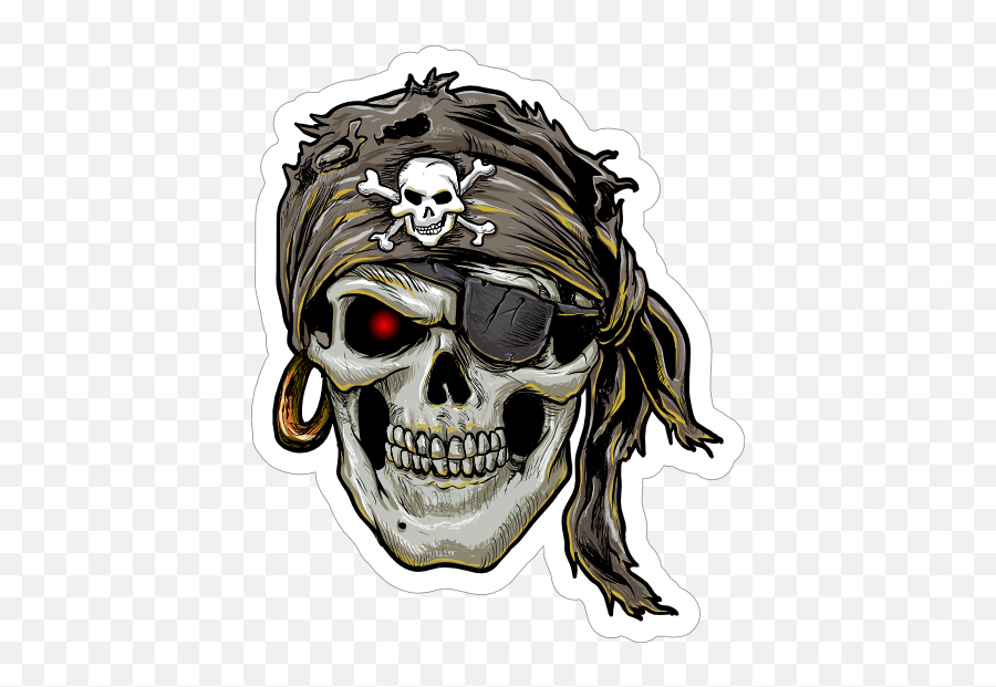 Pirate Skull With Eyepatch Sticker - Imagens De Caveira Em Png,Eyepatch Transparent