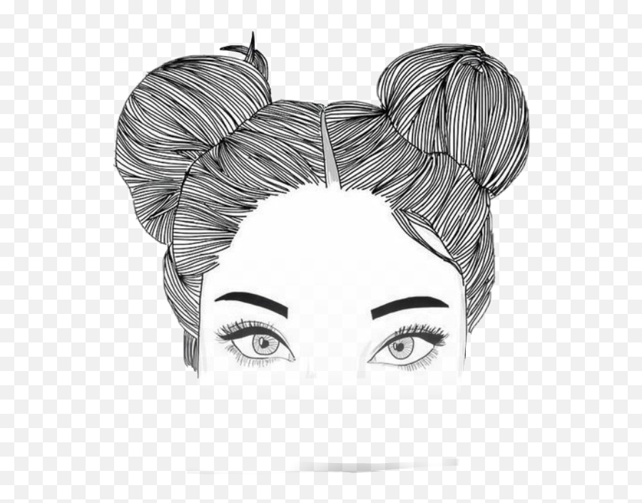 White Aesthetic Space Buns - Chicas Dibujos A Lapiz Png,Black And White  Transparent Tumblr - free transparent png images 