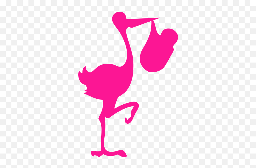 Deep Pink Stork With Bundle Icon - Pink Stork Cartoon Png,Bundle Icon