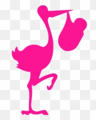 Deep Pink Stork With Bundle Icon - Pink Stork Cartoon Png,Bundle Icon