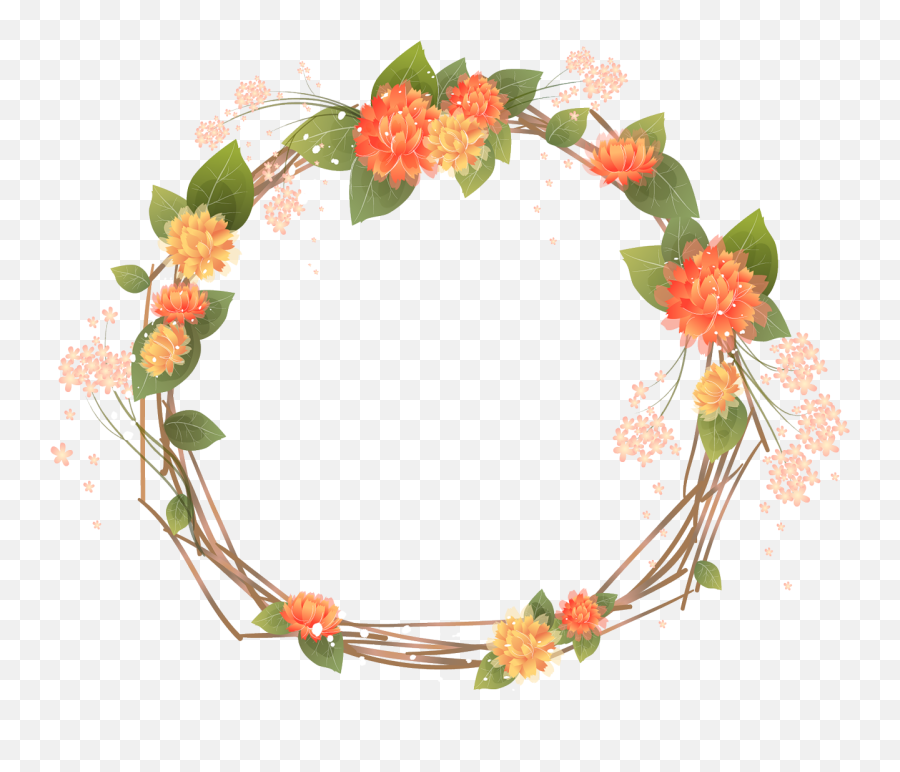 Library Of Fall Flower Wreath Clip Png Files - Flower Wreath Frame Png,Fall Frame Png
