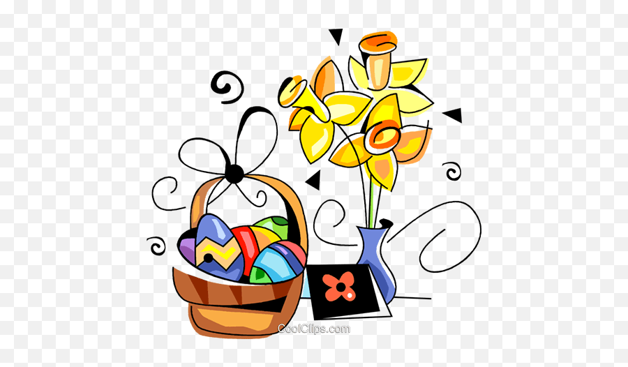 Easter Basket Royalty Free Vector Clip Art Illustration - Clip Art Png,Easter Basket Transparent