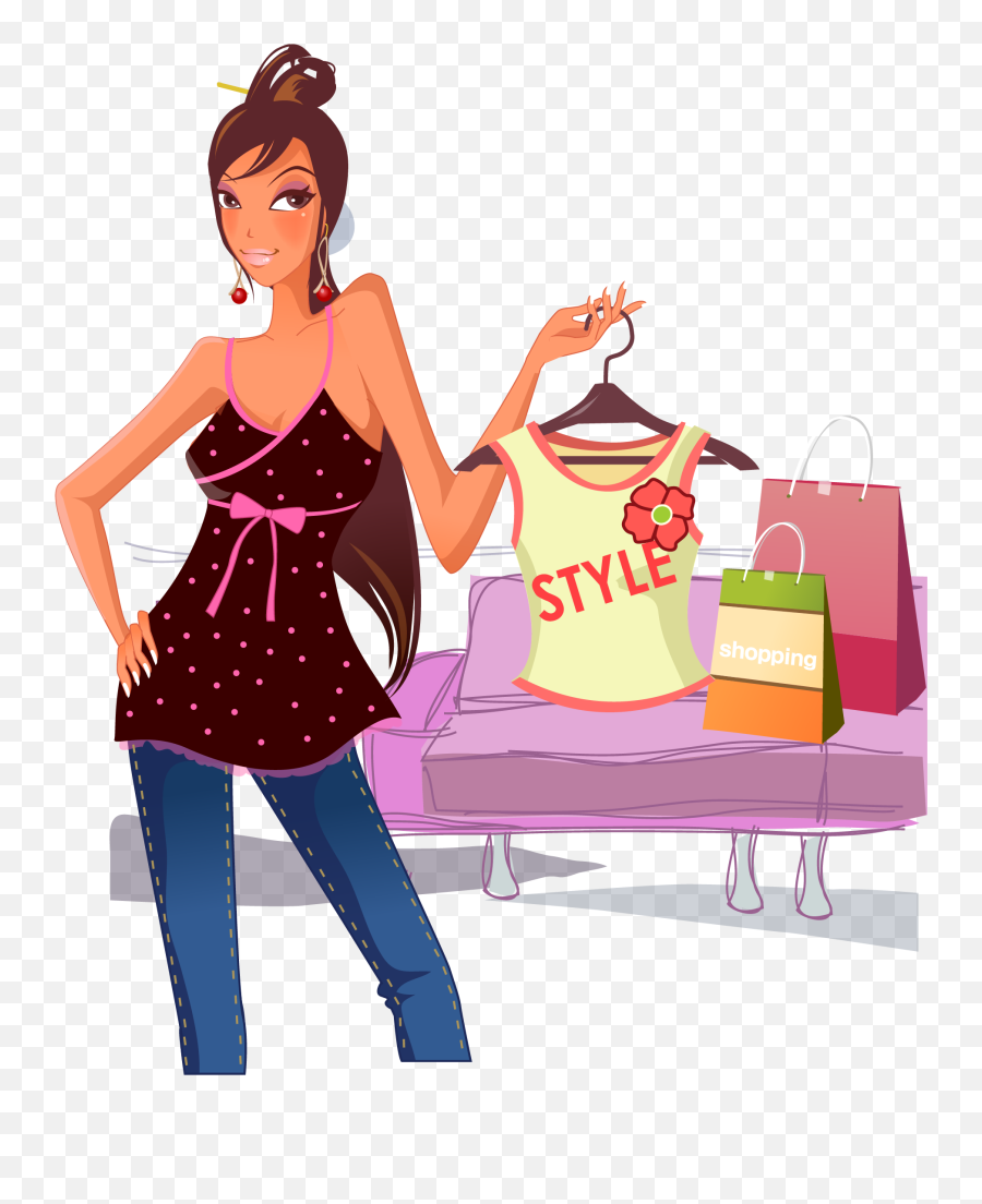 Download Fashion Clipart Girl - Png Transparent Fashion Girl Clipart Png,Shopping Transparent