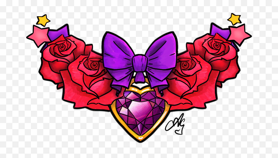 Roses And Gemstones Tattoo - Chest Color Tattoo Png,Chest Tattoo Png
