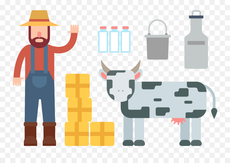 Dairy Cattle Milk - Farmer With Cow Clipart Png Download Vetor De Avatar Agronomia,Cow Clipart Png