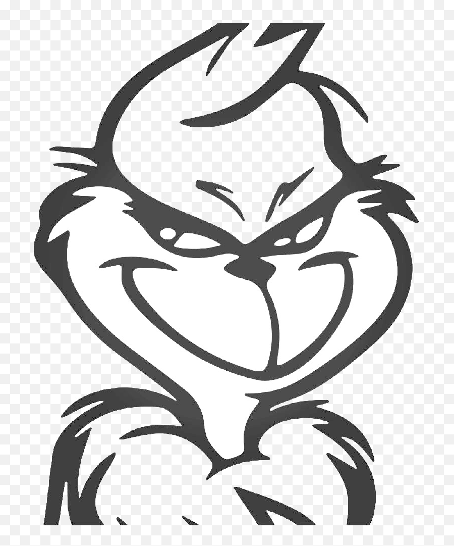 Grinch Face Clipart Free - Grinch Clipart Black And White Png,Grinch Png