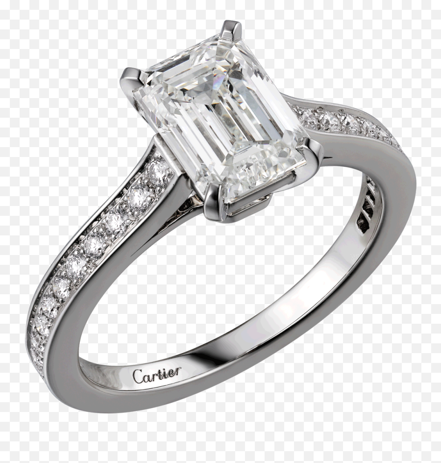 Ring Png Transparent Free Images - Cartier Bague Fiancaille Diamant Taille Emeraude,Black Ring Png