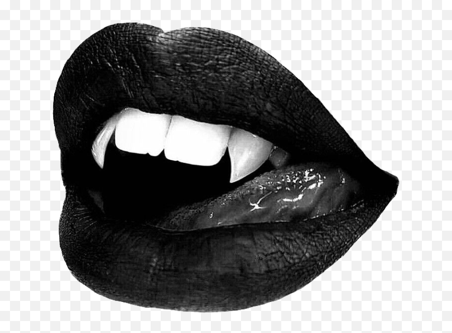 Lips Black Vampire Spooky Halloween Sticker By - Black And White Aesthetic Halloween Png,Halloween Pngs