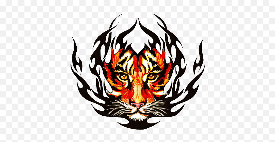 Awesome Colored Tribal Tiger Tattoo Design - Tribal Tattoos Png,Tribal Design Png