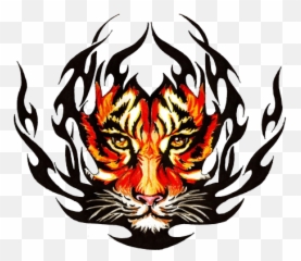 Awesome Colored Tribal Tiger Tattoo Design - Tattoos png