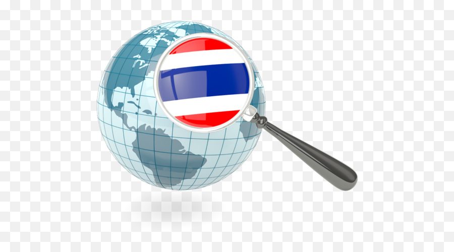 Magnified Flag With Blue Globe Illustration Of Thailand - Singapore In Globe Png,Thai Flag Icon