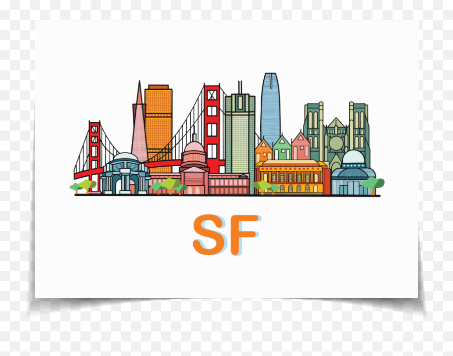 San Francisco Print U2014 Mini City Designs - Vertical Png,San Francisco Icon Png