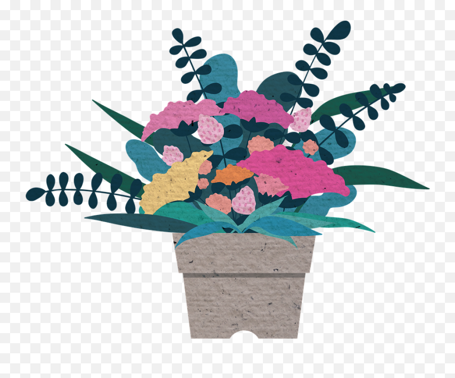 Flower Illustration Potted Plant - Transparent Background Flowers Illustration Png,Flower Illustration Png
