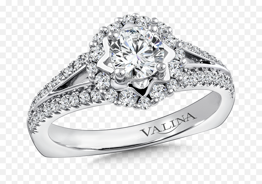 Halo Engagement Ring Mounting In 14k White Gold 41 Ct Tw - Engagement Ring Png,Halo Ring Png